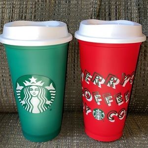 3-Three 16 oz Christmas, Color Change Starbucks Travel Hot Beverage Cups & Lids